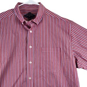 Bills Khakis Mens XL Classic Fit Striped Button Down Shirt Red‎ White Blue USA